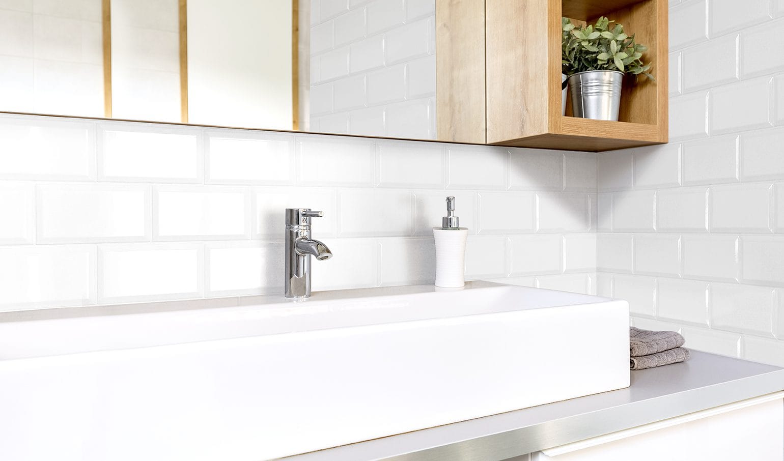 BLANCO BRILLO BISELADO 10x20 azulejo - Imagen 3