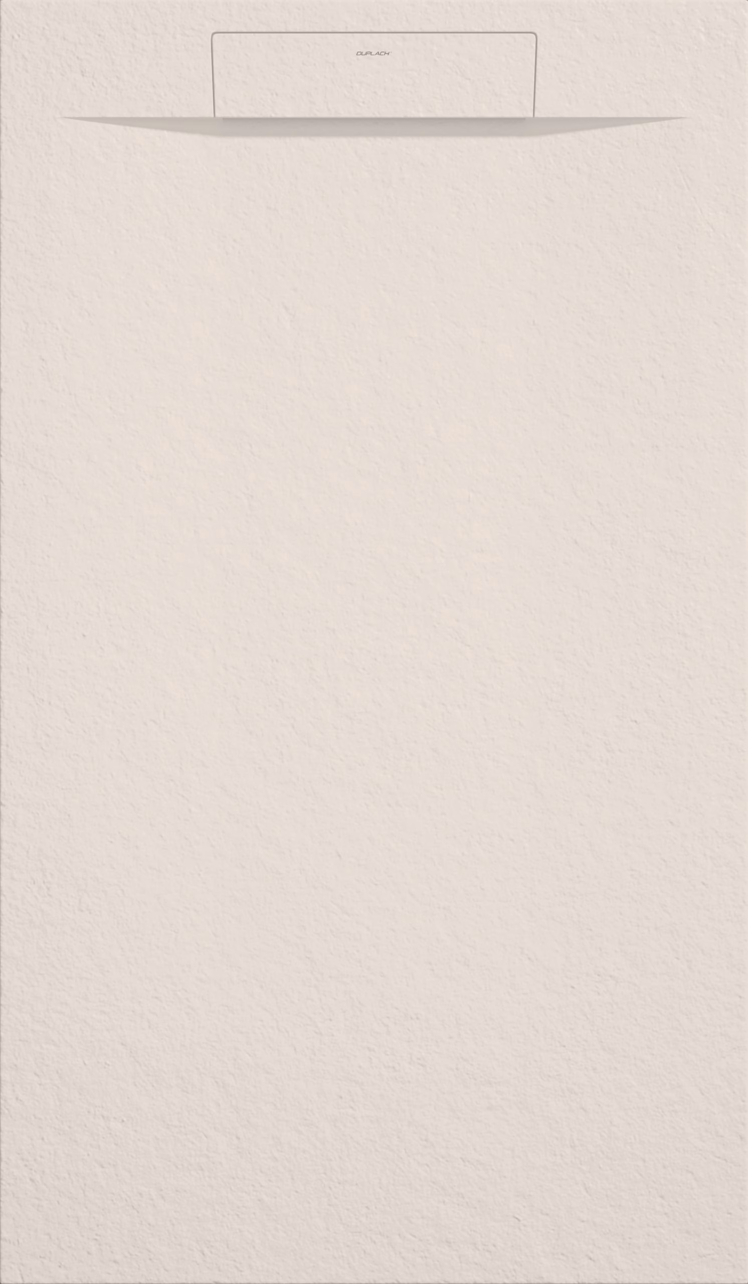 Beige textured wall with a thin, curved shelf or ledge near the top center casting a shadow.