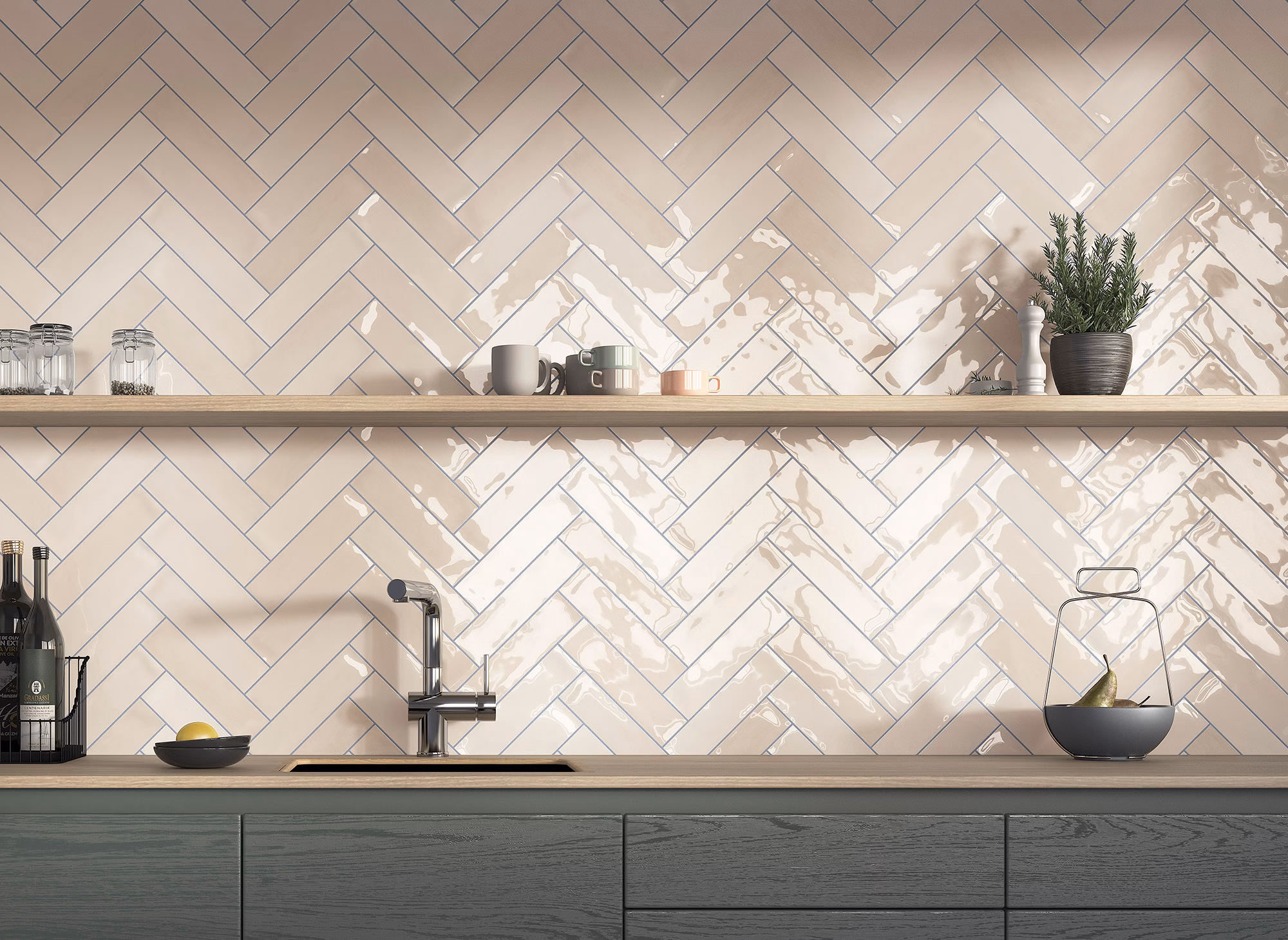 ZELLIGE IVORY 7x28 cm | Azulejo porcelánico brillo