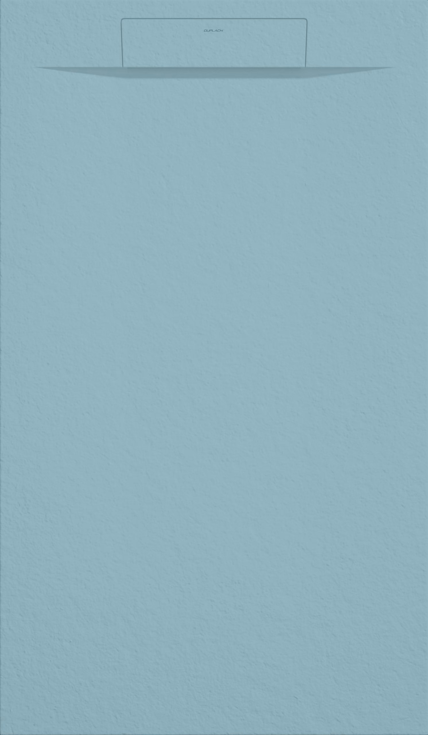 Light blue textured wall with a small rounded rectangular shelf near the top.