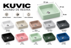 KUVIC lavabo de resina 37x37x8 cm